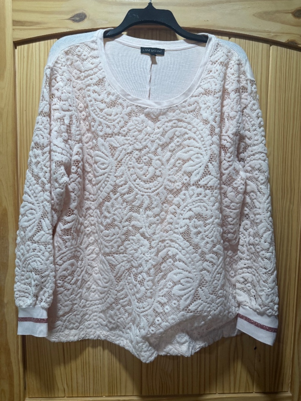 Lane Bryant lace over lay long sleeve top EUC